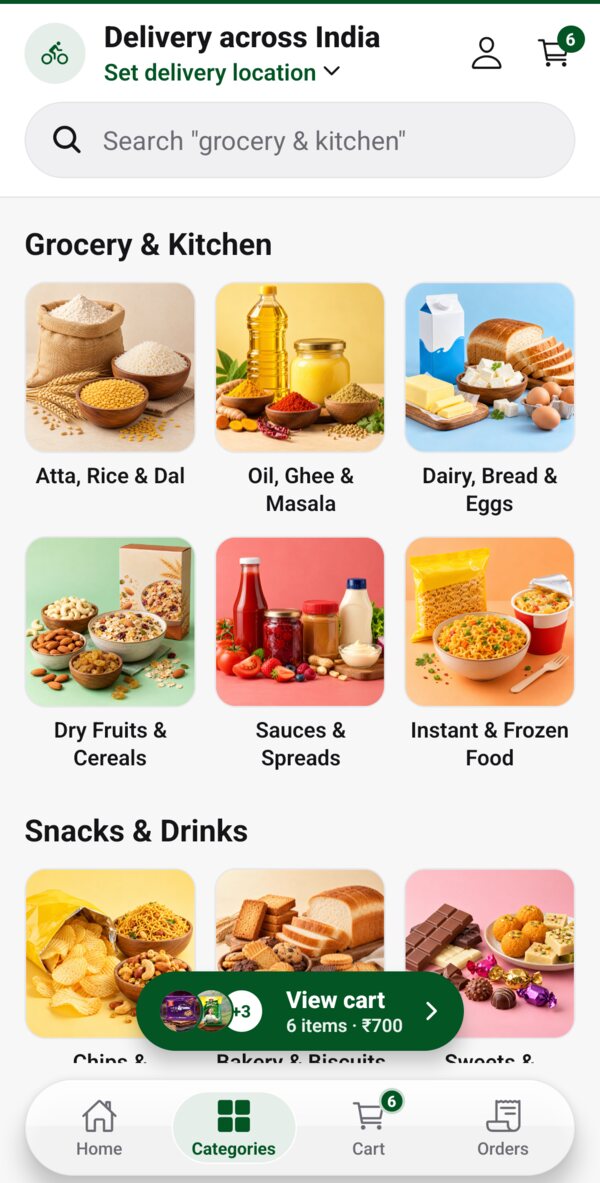 Categories in the Bharatpur Sainik Canteen app